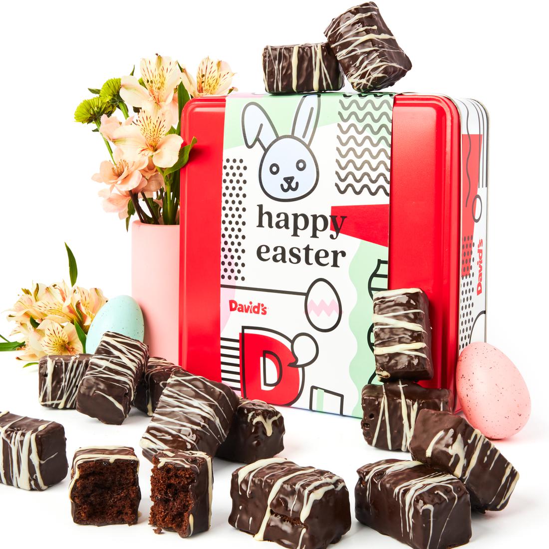 Easter Chocolate Covered Brownie Bites Tin