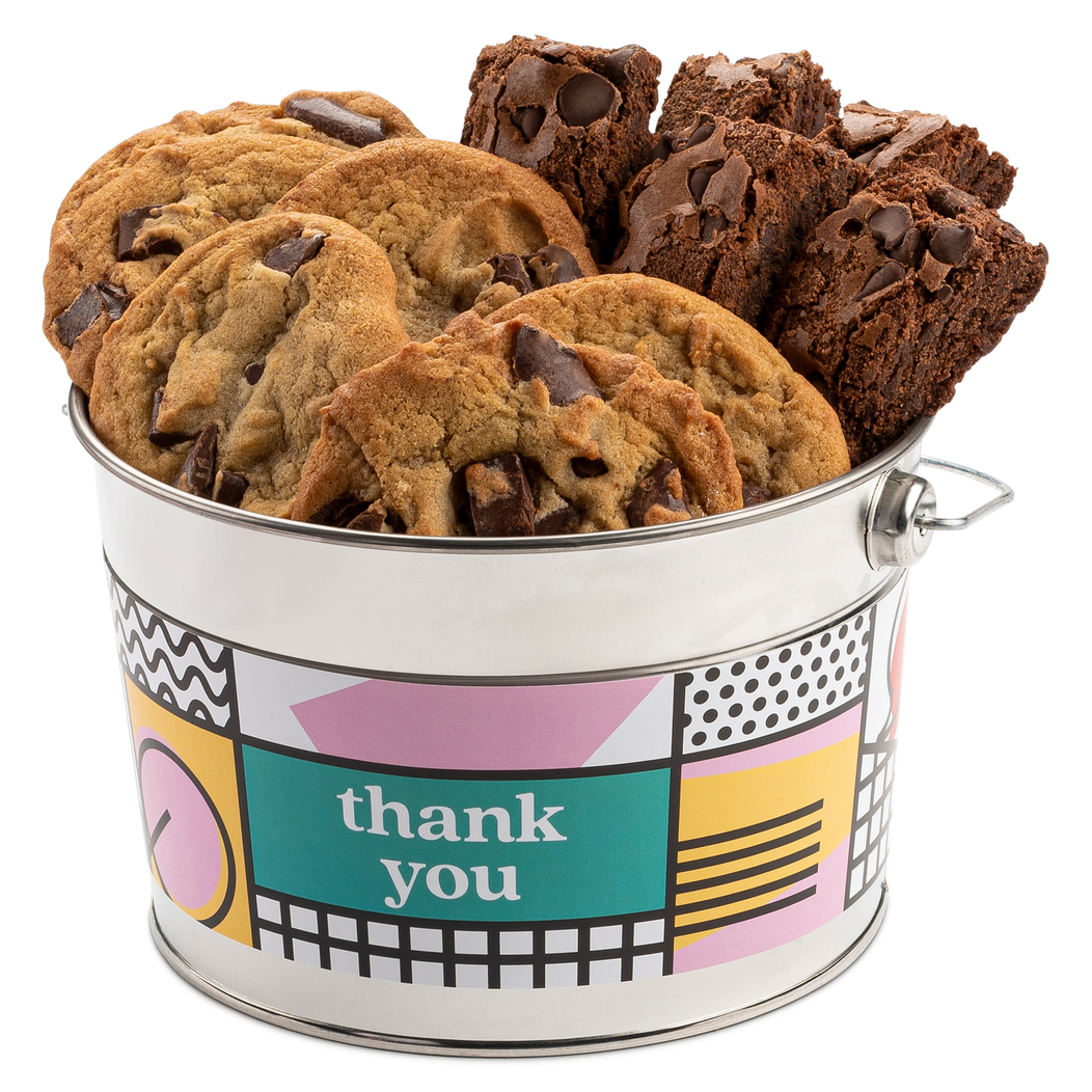 Thank You Chocolate Chip Cookie and Brownie Sampler Bucket