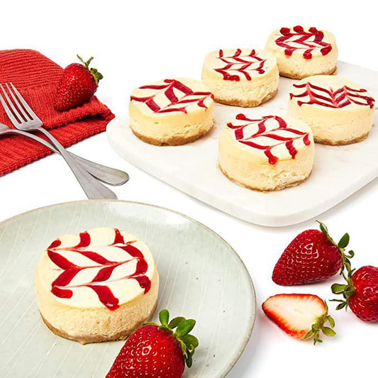 Mini Strawberry Swirl Cheesecakes - 12 Pieces