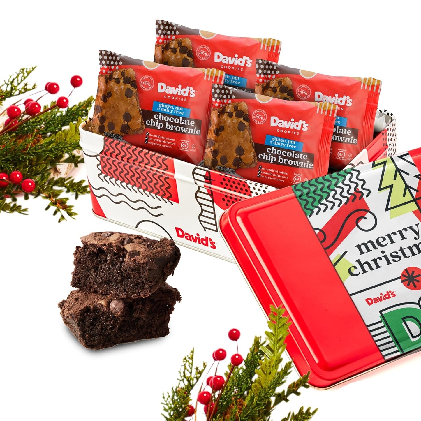 Merry Christmas Gluten-Free Brownies Sweet Sampler Tin