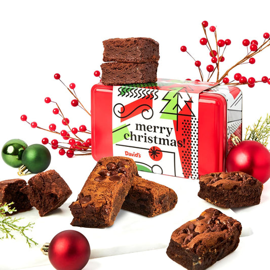 Merry Christmas Chocolate Chip Brownies In Sweet Sampler Tin