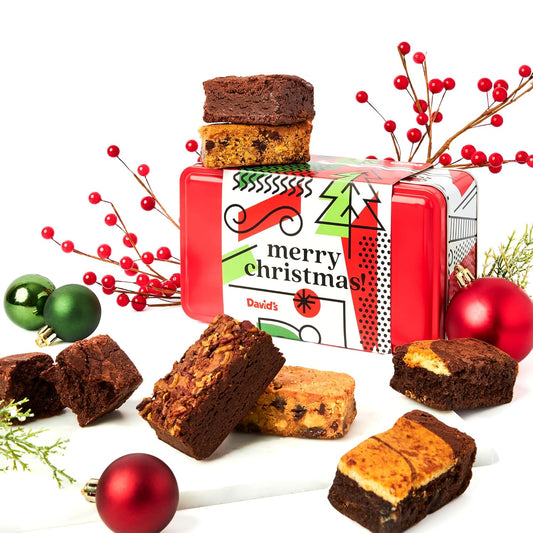 Merry Christmas Assorted Brownies Sampler Tin