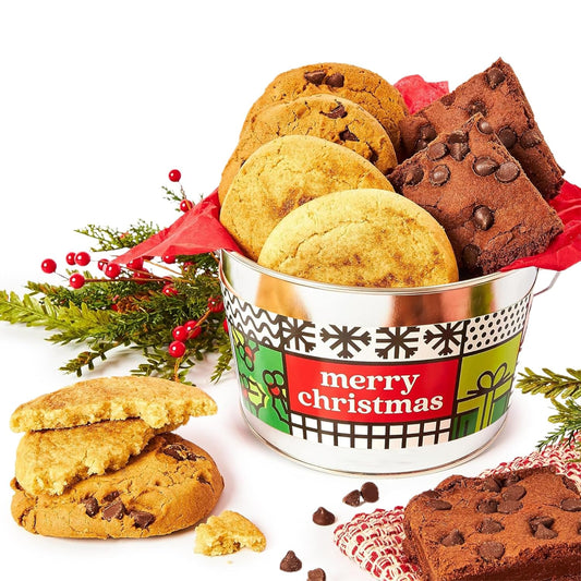 Merry Christmas Gluten Free Cookie Brownie Bucket