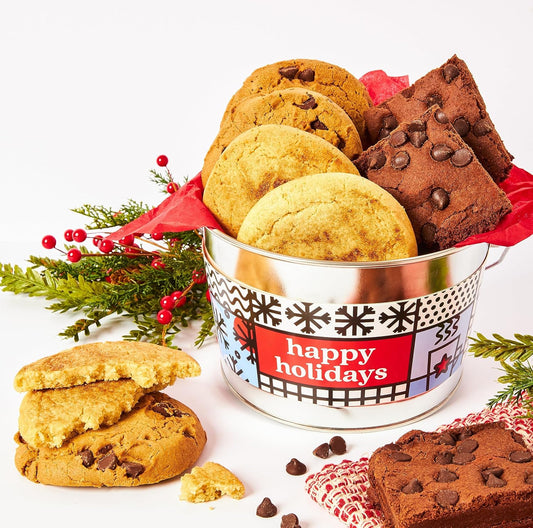 Happy Holiday Gluten Free Cookie Brownie Bucket