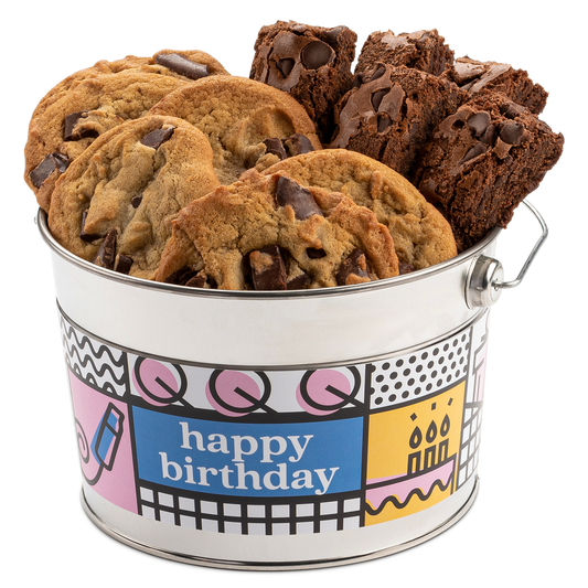 Happy Birthday Bucket Chocolate Chip Cookie and Brownie Sampler